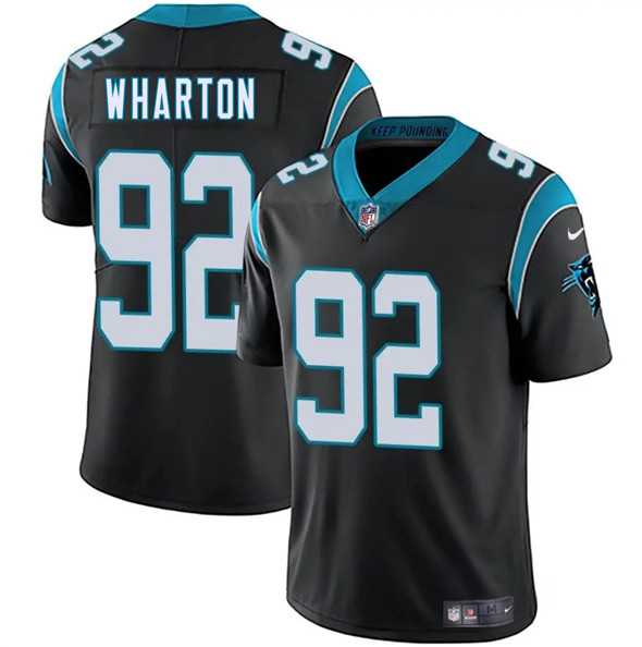 Men & Women & Youth Carolina Panthers #92 Tershawn Wharton Black 2025 Vapor Limited Stitched Jersey